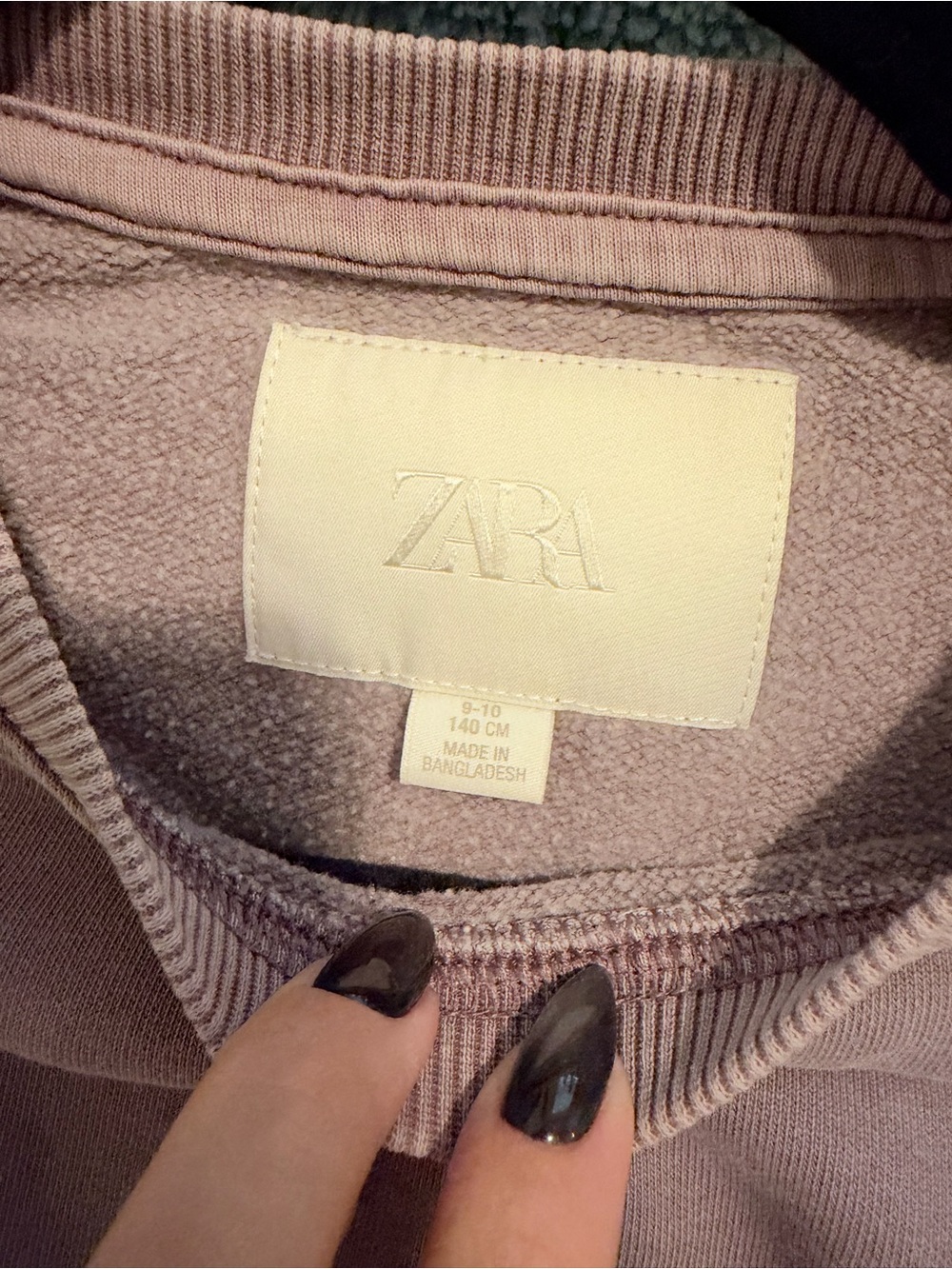 ZARA Plum Washed Effect Text Embossed Cropped Sweatshirt 9-10 Years Girls - Picture 7 of 7